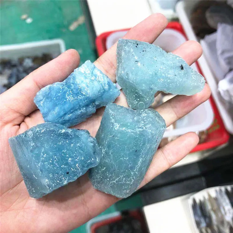 Natural Quartz Sky Blue Aquamarine Raw Rough Crystals Healing Gemstone For Decoration