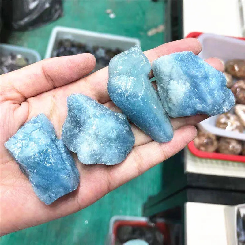 Natural Quartz Sky Blue Aquamarine Raw Rough Crystals Healing Gemstone For Decoration
