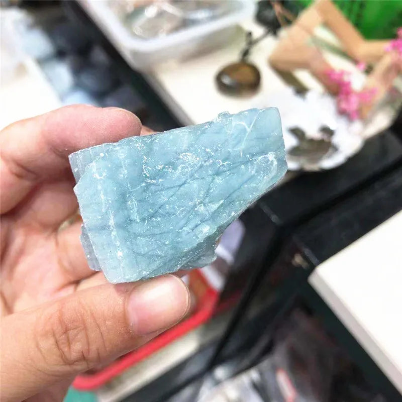 Natural Quartz Sky Blue Aquamarine Raw Rough Crystals Healing Gemstone For Decoration