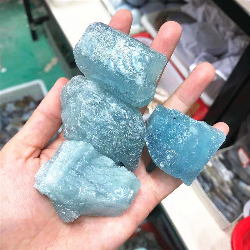 Natural Quartz Sky Blue Aquamarine Raw Rough Crystals Healing Gemstone For Decoration