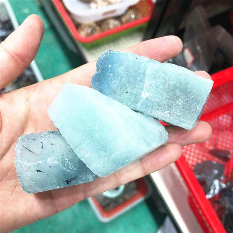 Natural Quartz Sky Blue Aquamarine Raw Rough Crystals Healing Gemstone For Decoration