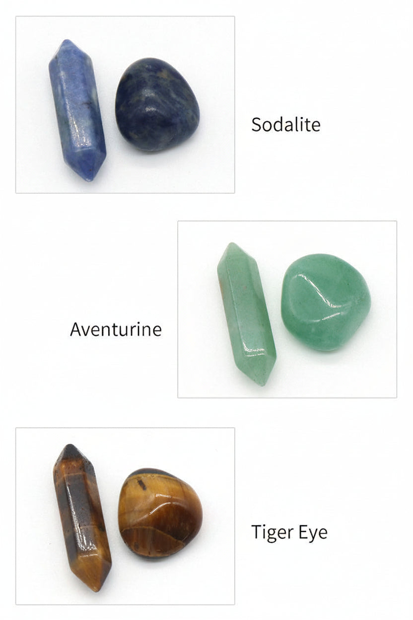 Natural Crystal Set, Hexagonal Column Double-Pointed 7 Pieces, Irregular 7 Pieces, Set Gift Box Manufacturer Wholesale