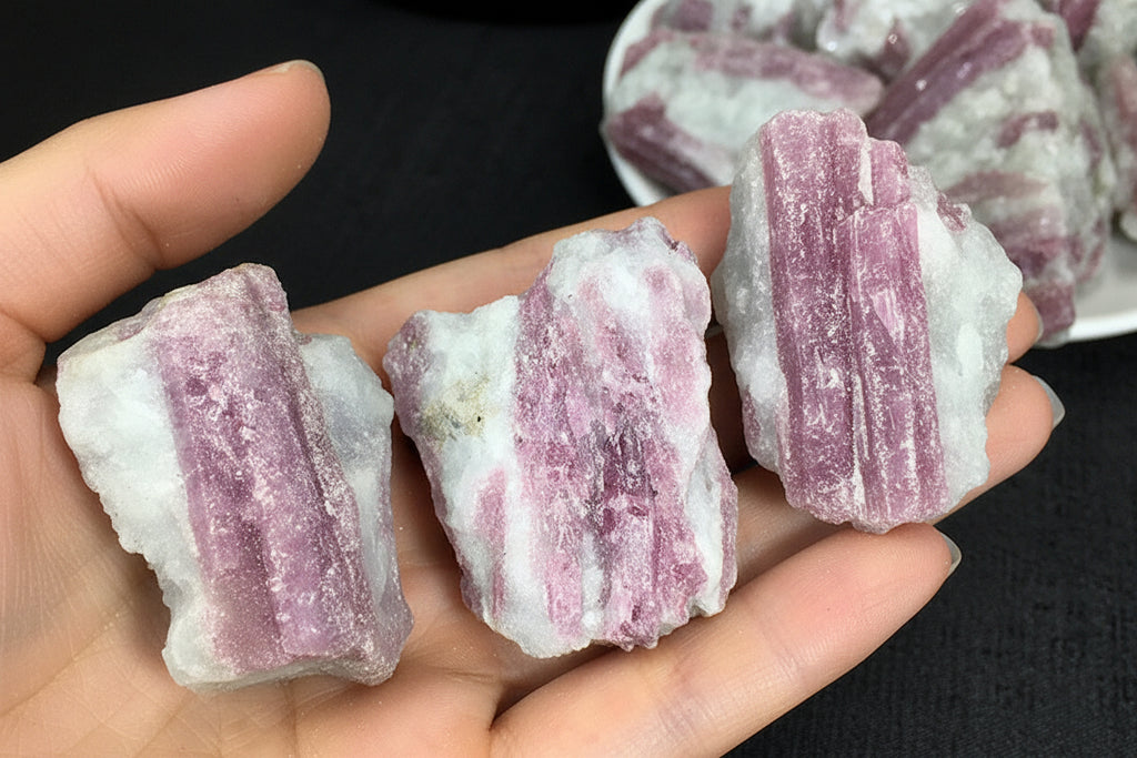 Natural pink tourmaline original stone decoration home desktop office decoration plant landscape Stone Children's teaching ore