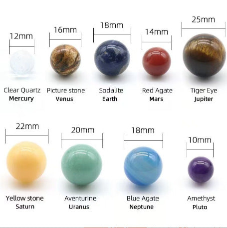 Natural Stone Crystal Planet Solar System Nine Planets suit Crystal Ore Specimen Energy Stone Wholesale Collection Gift
