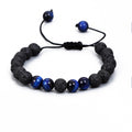 Cross-border hot sale volcanic stone blue tiger eye woven adjustable bracelet elastic rope lovers beaded bracelet manufacturers in stock