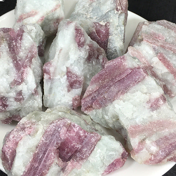 Natural pink tourmaline original stone decoration home desktop office decoration plant landscape Stone Children's teaching ore