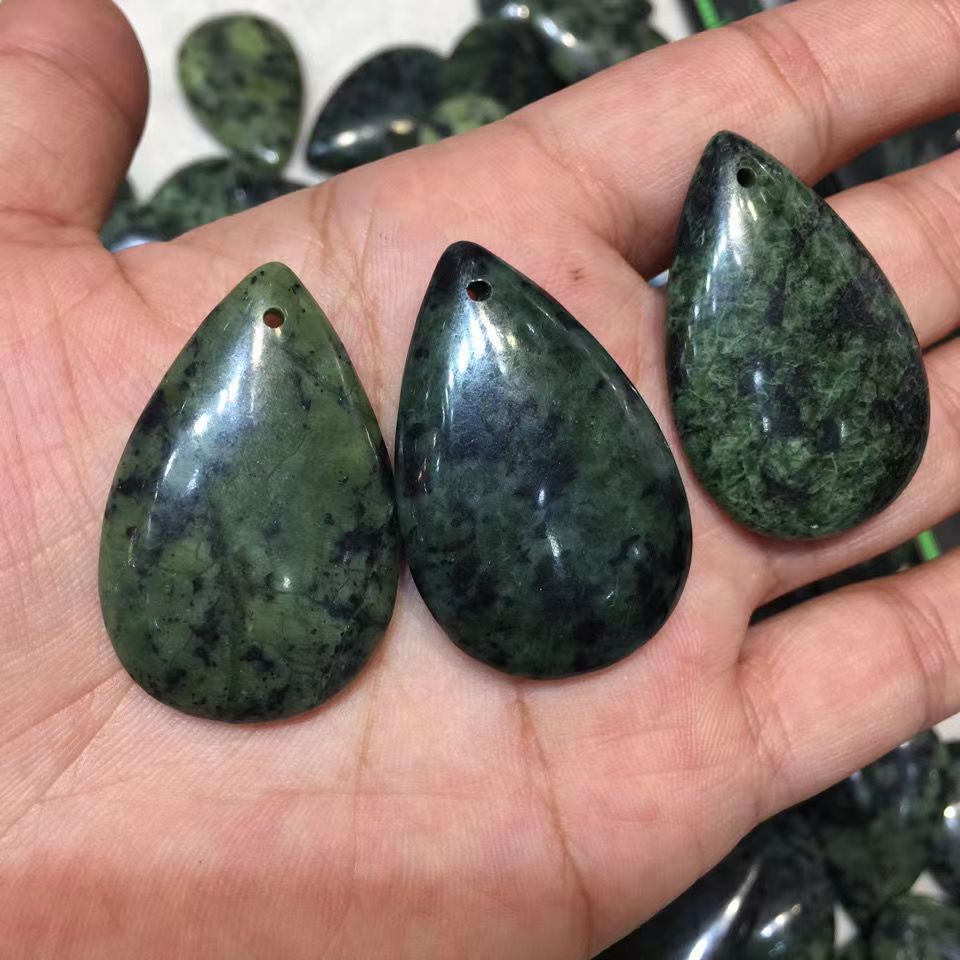 Xizang Jade Medicine King Stone Snake Pattern Jade Peace Pendant Tianzhu Peace Pendant Olive Green Ink Jade Meteorite Pendant