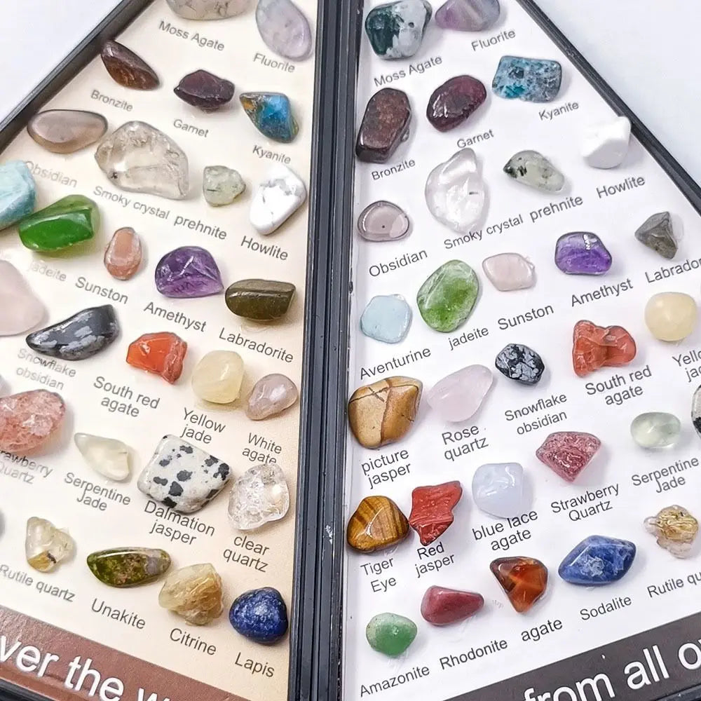 Gemstones Natural Crystal Rock Collection Natural Crafts Mineral Rock Polishing Natural Specimens Triangular Set 36 Ore