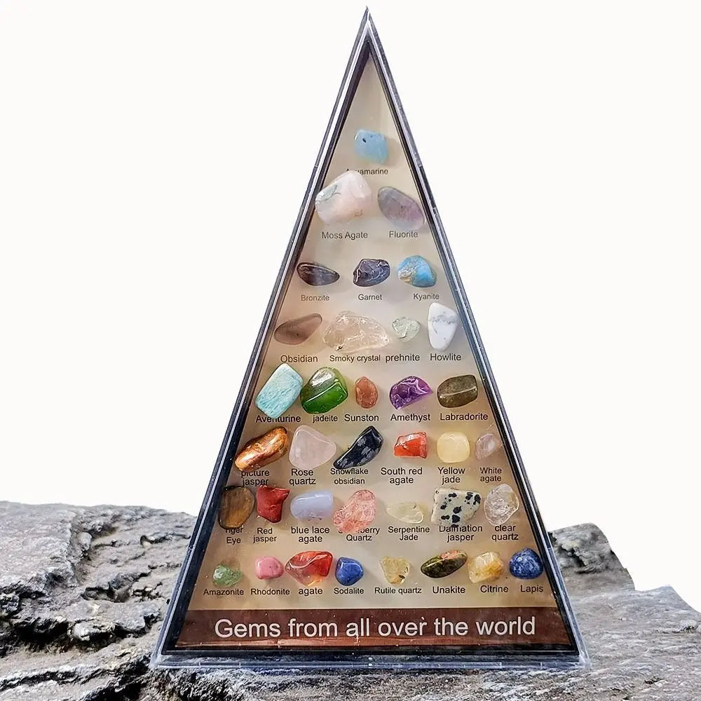 Gemstones Natural Crystal Rock Collection Natural Crafts Mineral Rock Polishing Natural Specimens Triangular Set 36 Ore