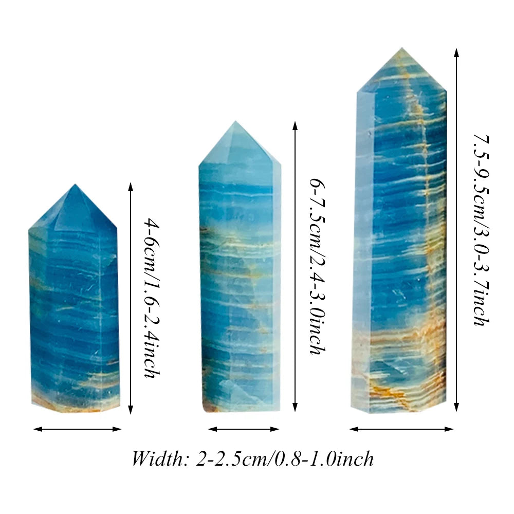 1pc Aqua Blue Calcite Tower, Lemurian Blue Column, Natural Stone Crystal Pillar for Home Decor