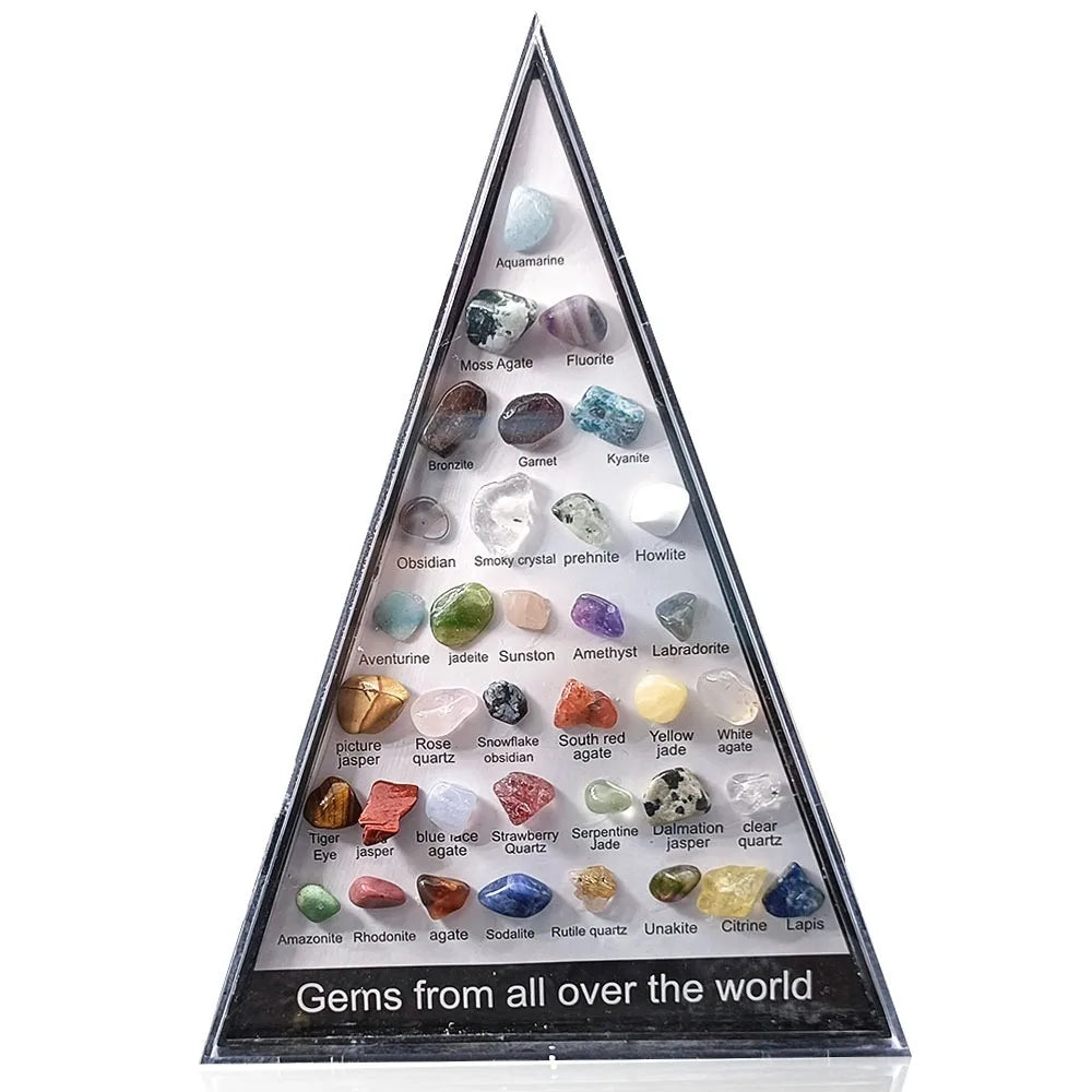 Gemstones Natural Crystal Rock Collection Natural Crafts Mineral Rock Polishing Natural Specimens Triangular Set 36 Ore