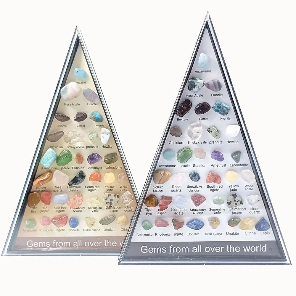 Gemstones Natural Crystal Rock Collection Natural Crafts Mineral Rock Polishing Natural Specimens Triangular Set 36 Ore