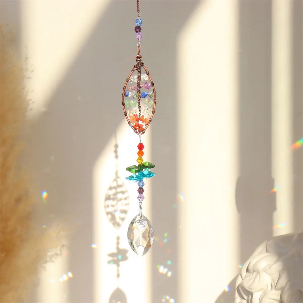 Tree of Life Crystal Suncatcher | Rainbow Prism Chakra Decor