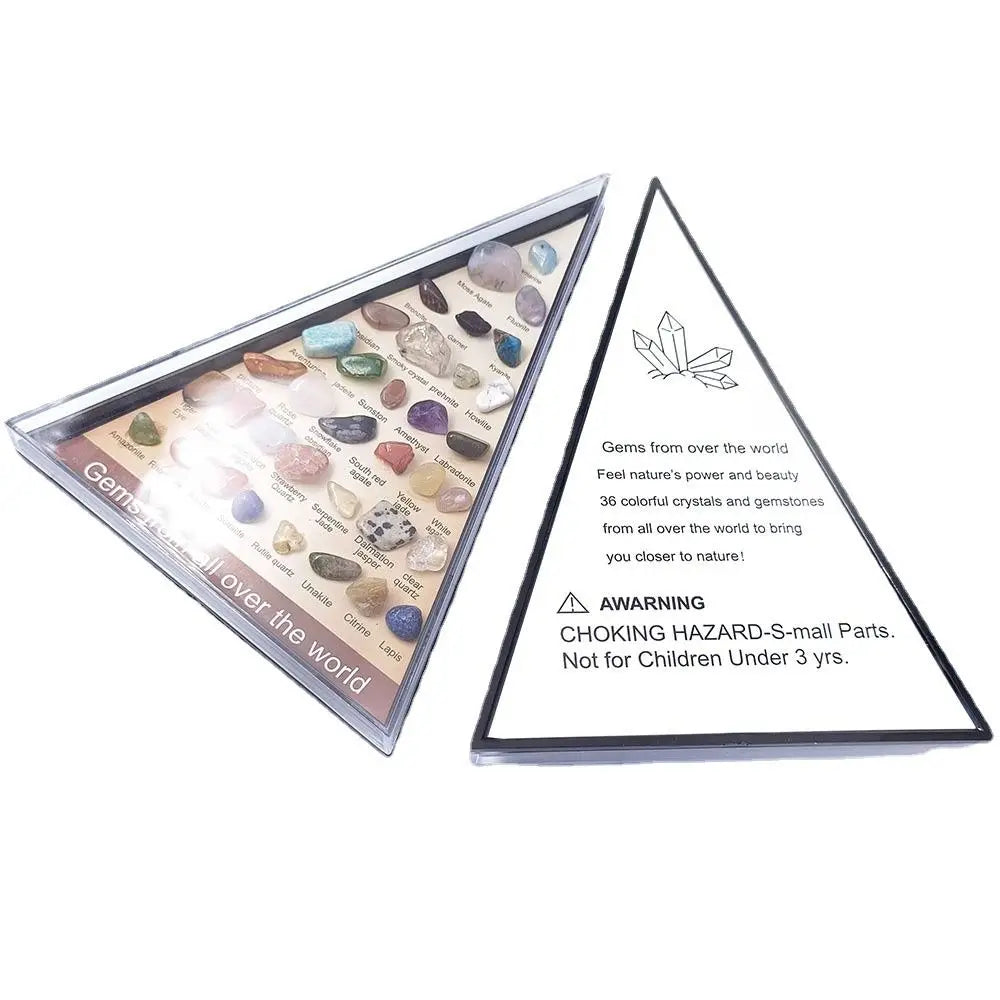Gemstones Natural Crystal Rock Collection Natural Crafts Mineral Rock Polishing Natural Specimens Triangular Set 36 Ore