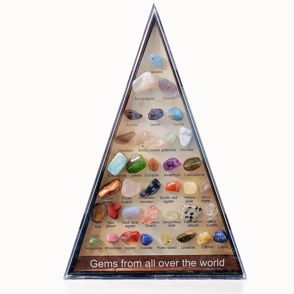 Gemstones Natural Crystal Rock Collection Natural Crafts Mineral Rock Polishing Natural Specimens Triangular Set 36 Ore