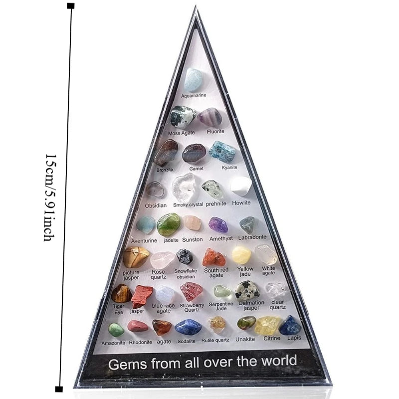 Gemstones Natural Crystal Rock Collection Natural Crafts Mineral Rock Polishing Natural Specimens Triangular Set 36 Ore