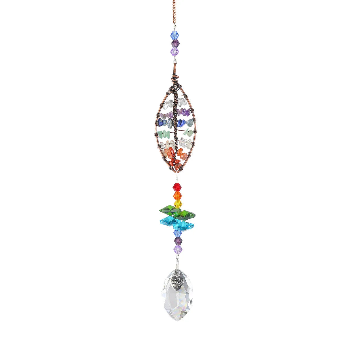 Tree of Life Crystal Suncatcher | Rainbow Prism Chakra Decor