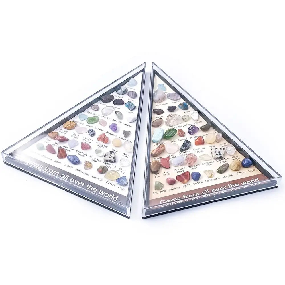 Gemstones Natural Crystal Rock Collection Natural Crafts Mineral Rock Polishing Natural Specimens Triangular Set 36 Ore